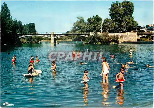 Moderne Karte Malicorne (Sarthe) Bords de la Sarthe la Baignade