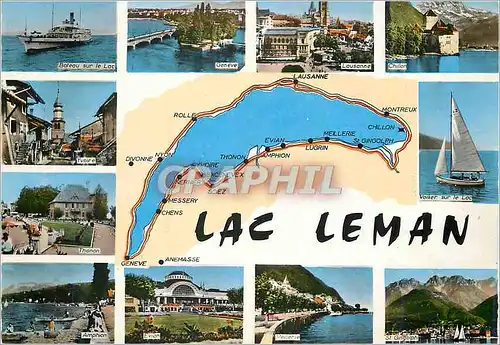 Cartes postales moderne Le Lac Leman (France Suisse) Bateau sur le lac Geneve Voilier