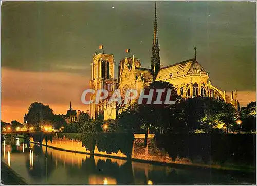 Moderne Karte Paris Notre Dame Illuminee