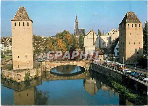 Moderne Karte Strasbourg (Alsace) Les Ponts Couverts (Fortifications du XIVe S) et la Cathedrale (XIIIe S)