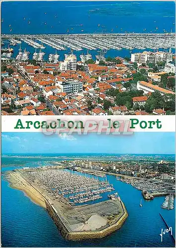 Moderne Karte Arcachon (Gironde) Bassin d'Arcachon vue aerienne Couleurs et Lumiere de France