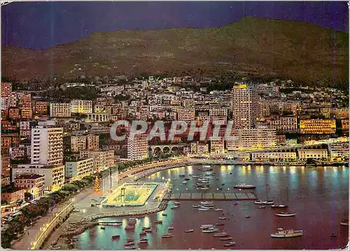 Moderne Karte La Cote d'Azur Principaute de Monaco Le Port Monte Carlo La Piscine vue de nuit