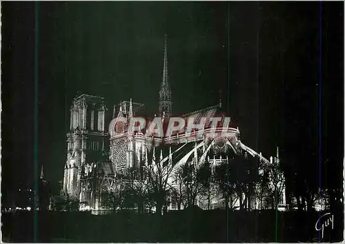 Cartes postales moderne Paris et ses Merveilles Vue prise la nuit de la rive gauche sur la cathedrale Notre Dame (1163 1