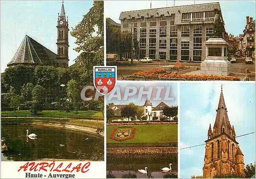 Cartes postales moderne Le Cantal Pittoresque Aurillac Square et Eglise Notre Dame aux Neiges Prefecture et Pape Gerbert