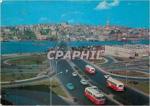 Cartes postales moderne Istanbul Turkey Unkapani Yeralu gecidi Atatilrk koprusu ve Halic Autobus