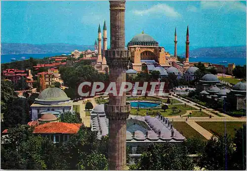 Cartes postales moderne Istanbul Turkey Le minaret de la Mosquee Bleu et St Sophie