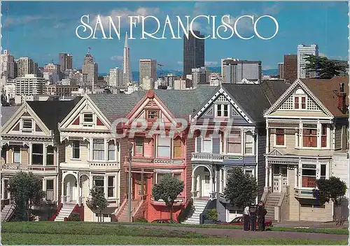 Cartes postales moderne San Francisco Victorian homes line Steiner Street as seen from Alamo Park