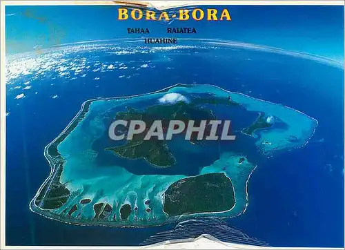 Cartes postales moderne Vue aerienne de Bora Bora avec Raiatea Tahaa et Huahine en toile de fond