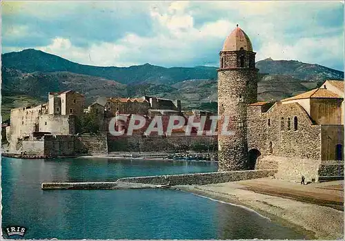 Moderne Karte Collioure (Pyrenees Orientales) Joyau de la Cote Vermeille L'Eglise et le chateaux des Templiers