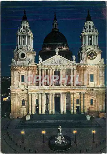 Moderne Karte St Paul's Cathedral West front by Night