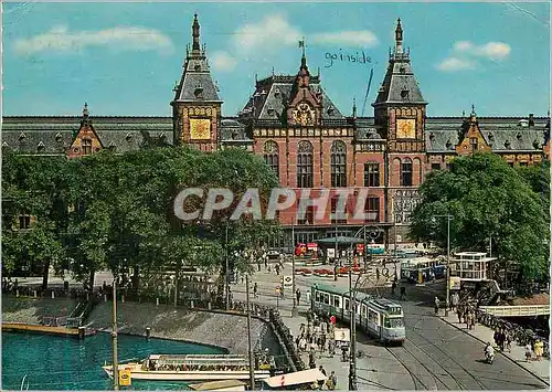 Cartes postales moderne Amsterdam Central Station Tramway