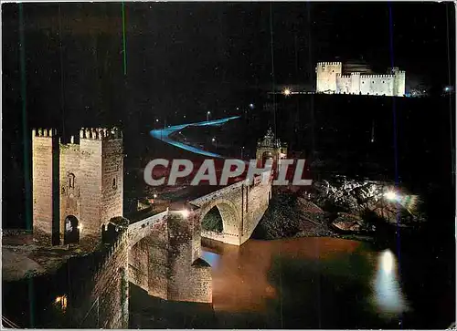 Moderne Karte Toledo Vue Nocturne du pont et chateau