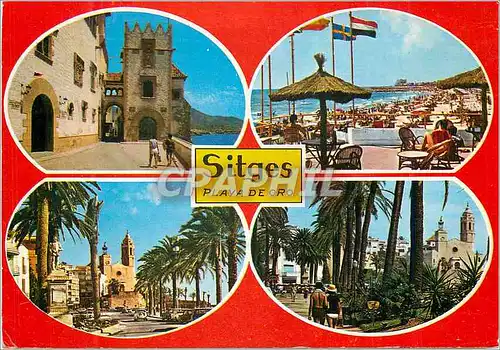 Cartes postales moderne Sitges (Playa de Oro) Musees et Monuments au bord de ses plages dorees