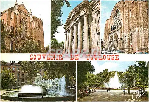 Moderne Karte Toulouse  La Cathedrale St Etienne La Basilique de la Dourade La Basilique St Sernin La Place Wi