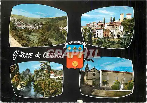 Cartes postales moderne St Rome de Cernon (Aveyron) Vue generale Vieux St Rome et Chateau Feodal L'Eglise et la Mairie U