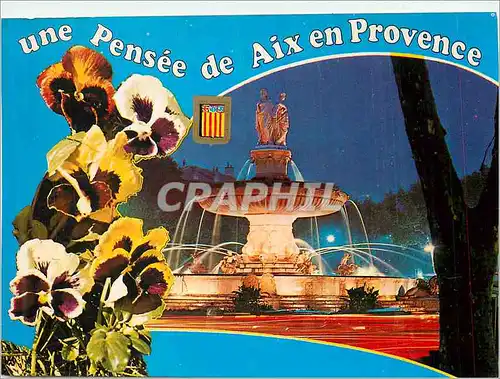 Cartes postales moderne Aix en Provence Grande Fontaine sur la Rotonde la nuit