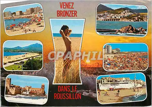 Moderne Karte Souvenir du Roussillon Canet Plage Banyuls Argeles Plages Saint Cyprien Collioure Port Barcares