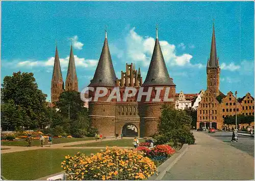 Cartes postales moderne Hansestadt Lubeck Blick auf St Marien Holstentor und St Petri