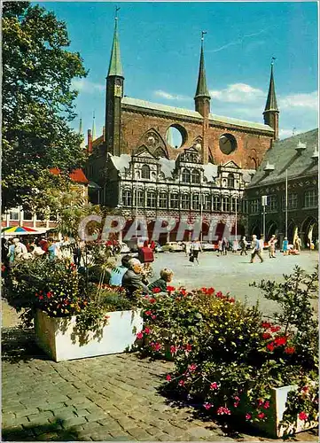 Cartes postales moderne Hansestadt Lubeck Markiplaiz mit Rathaus