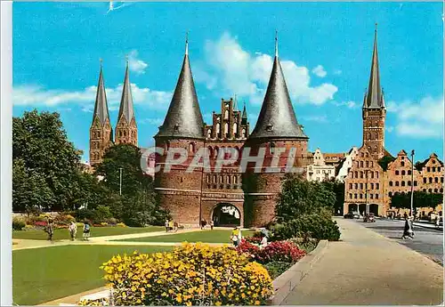 Cartes postales moderne Hansestadt Lubeck Blick auf St Marien Holstentor und St Petri