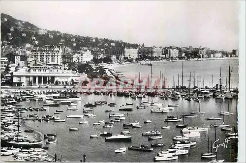 Moderne Karte Cannes (Alpes Maritimes) Le Port le Casino et les Hotels en Cote d'Azur Bateaux