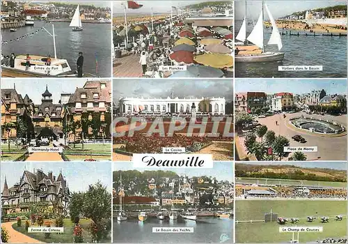 Cartes postales moderne Deauville Plage Fleurie Entree du port Les planches Voiliers dans le bassin Normandy Hotel Ferme