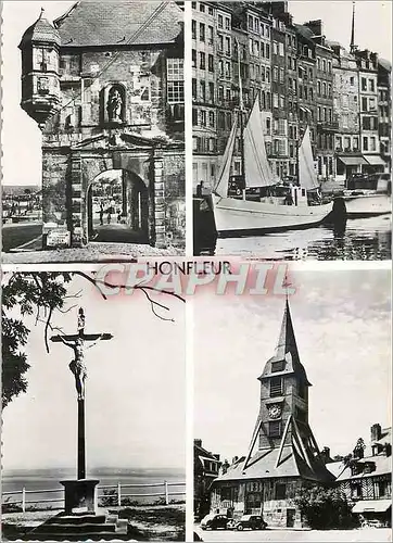 Cartes postales moderne Honfleur (Calvados) La Lieutenance Les vieilles maisons du Quai Sainte Catherine Le Calvaire de
