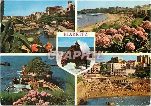 Cartes postales moderne Biarritz Port des Pecheurs Grande Plage Rocher de la Vierge Rocher du Basta Plage du Port Vieux