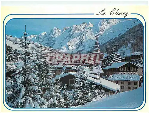 Moderne Karte La Clusaz (Hte Savoie) Vue generale Chaine des Aravis