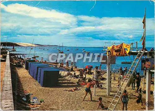 Moderne Karte Bassin d'Arcachon Le Moulleau La Plage dans le fond la Dune du Pilat