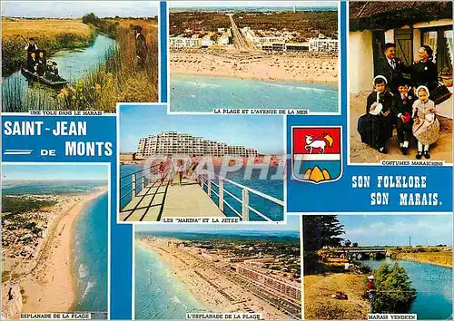 Cartes postales moderne Saint Jean de Monts (Vendee) Une yole dans le marais La plage et l'venue de la mer Les Marina et