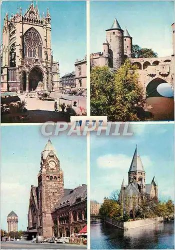 Cartes postales moderne Souvenir de Metz (Moselle) La Cathedrale La Porte des Allemands La Gare Le Temple