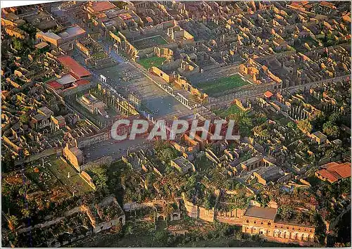 Moderne Karte Pompei Veduta aerea degli scavi nella zona circostante il Foro