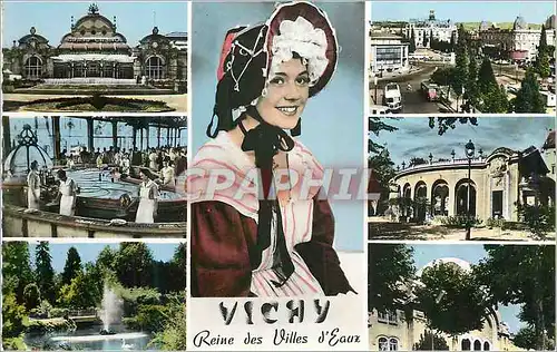 Moderne Karte Vichy (Allier) Casino Source Chomel Bassin des Cygnes Bourbonnaise Hotel de Ville Source des Cel