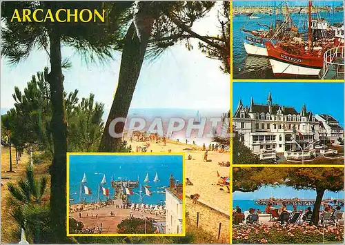 Cartes postales moderne Arcachon (Gironde)  Baie d'Arcachon Place et Jetee Thiers Le Port Le Casino La Promenade et le J