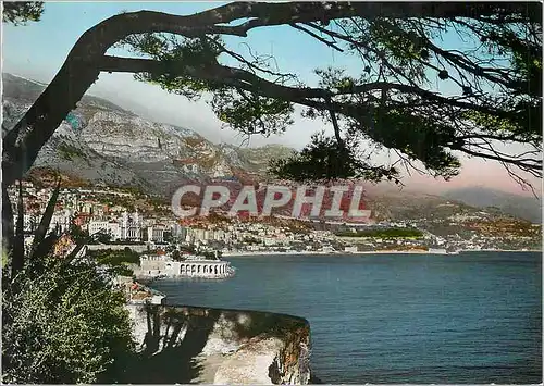Moderne Karte Monte Carlo Au fond Le Beach et Roquebrune