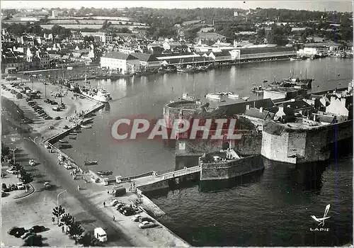 Moderne Karte Concarneau (Finistere) Entree de la ville Close La Nouvelle Criee En Avion au dessus Bateaux