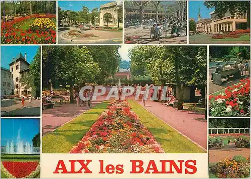 Cartes postales moderne Aix Les Bains (Savoie) Le parc L'etablissement thermal L'arc des Campanus La piece d'eau L'hotel