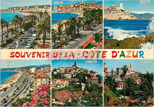 Moderne Karte Cote d'Azur French Riviera Sites pittoresques de la Cote d'Azur Nice Cannes Antibes Cagnes St Pa