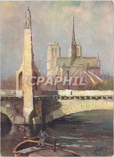 Ansichtskarte AK Paris en Flanant Notre Dame et le Pont de la Tournelle