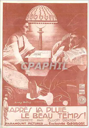 Cartes postales Apres la Pluie Le Beau Temps Paramount Pictures Gaumont Elliott Dexter