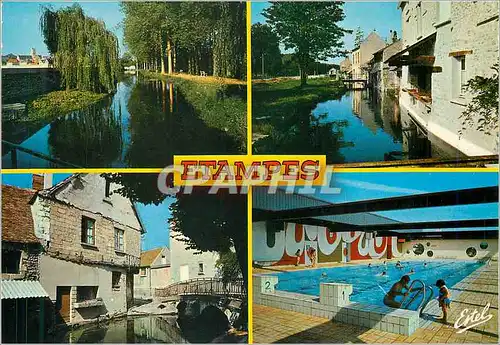 Moderne Karte Etampes (Essonne) Les rives de la Chalouette et la piscine