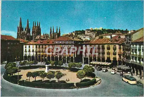 Cartes postales moderne Burgos La Catedrale Vista nocturna Puente de San Pablo Vista parcial Plaza de Jose Antonio