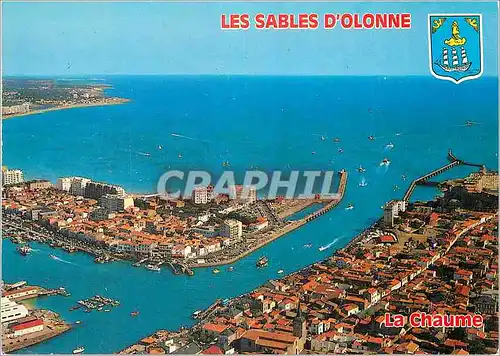 Cartes postales moderne Les Sables d'Olonne (Vendee) Le port la chaume et la grande plage au fond les roches de Chateau