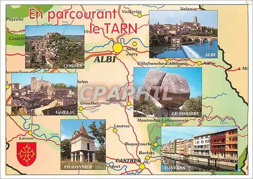 Moderne Karte En Parcourant le Tarn Cordes Albi Gaillac Le Sidobre Castres Pigeonnier