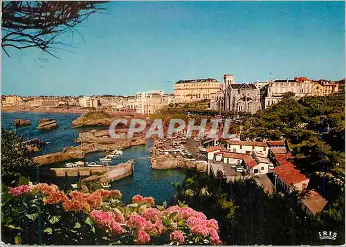 Moderne Karte Biarritz Le pont des Pecheurs dans le fond la grande Plage et les Casinos