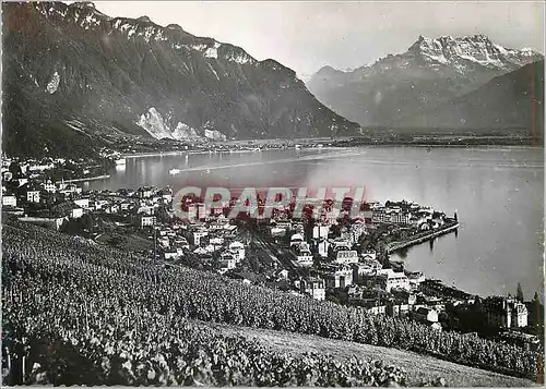 Moderne Karte Lac Leman Montreux (Suisse) et les Dents du Midi
