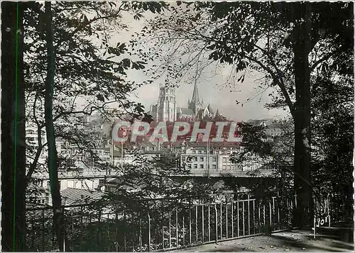 Cartes postales moderne Lausanne (Suisse) La Cathedrale vue a travers les arbres