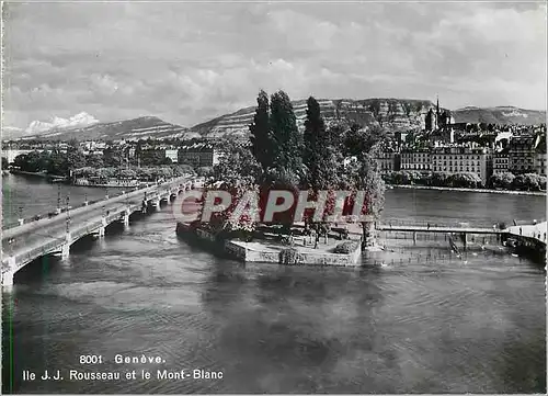 Cartes postales moderne Geneve IIe JJ Rousseau et le Mont Blanc