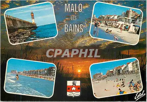 Cartes postales moderne Malo les Bains (Nord) La jetee et sa blaise la plage et la digue Promenade La Cote d'Opale